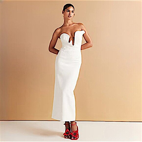 Bardot Rosalyn Strapless Midi Dress in Orchid White NWT - Size 4 - Picture 1 of 10